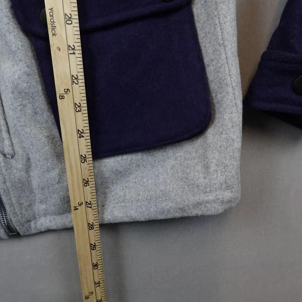 QILO Two Tone Retro Windbreaker Parka Jacket Wool Blue Gray Full Zip Small NWT